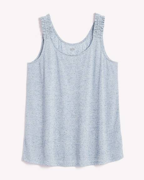 Linen Blend U-Neck Cami with Elastic Strap