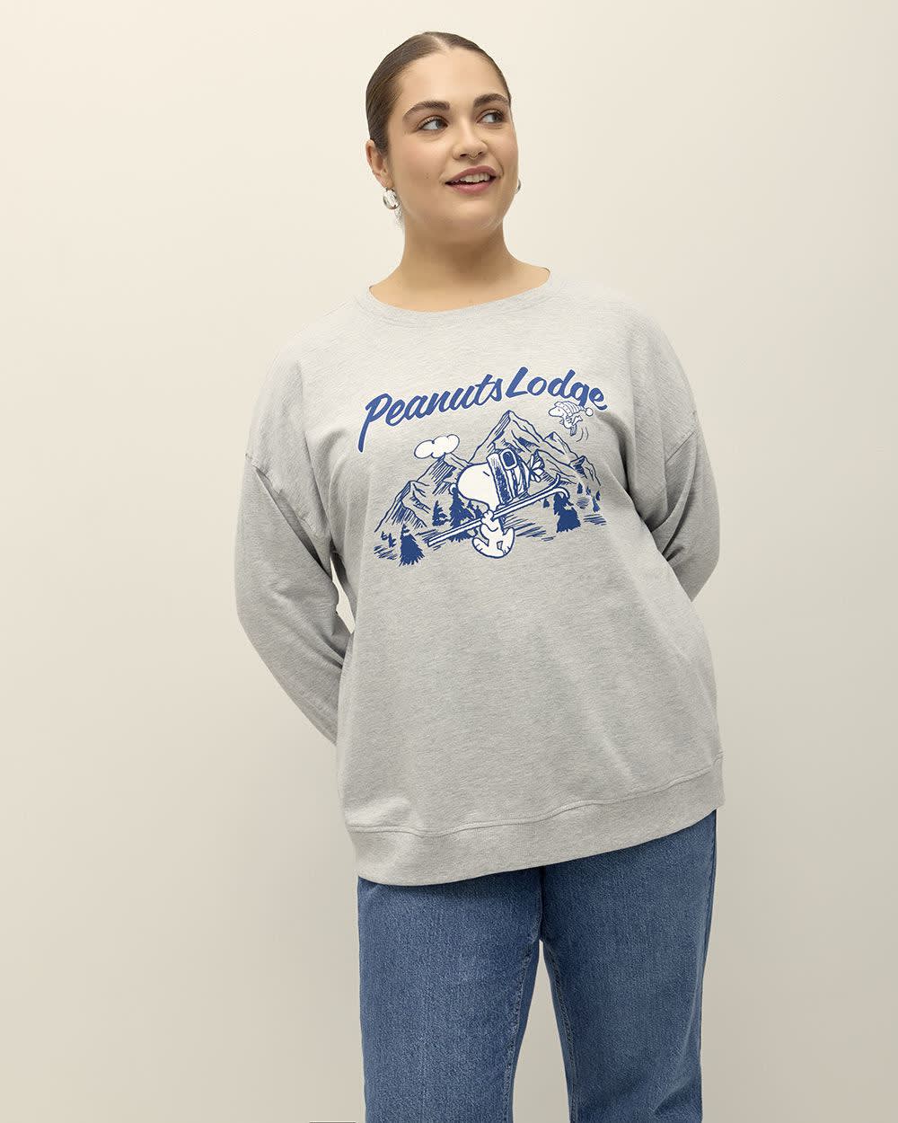 Heather Gray Crewneck Sweatshirt with Snoopy Print Penningtons