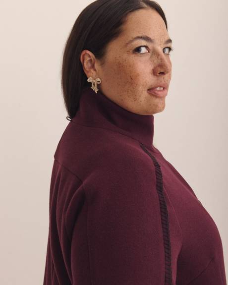 Blanket-Stitch Scarf Coat - Addition Elle