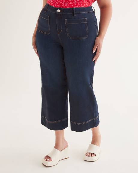 Jean écourté à jambe évasée avec poches appliquées, coupe 1948, tissu responsable - d/C JEANS