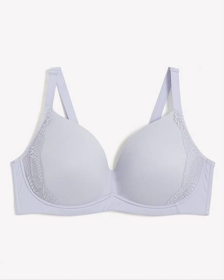 Blue Wireless Plunge Bra With Lace - Déesse Collection