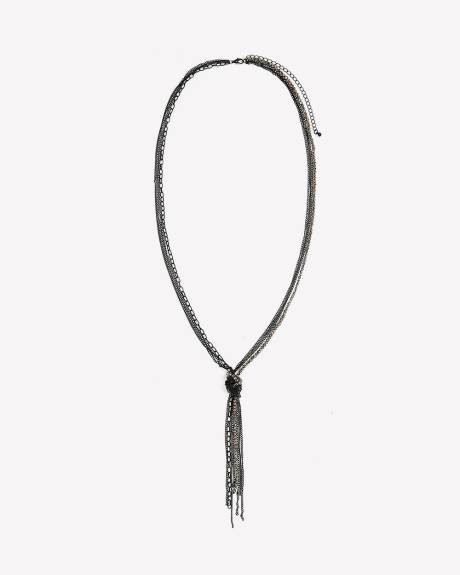 Long Black Knotted Necklace