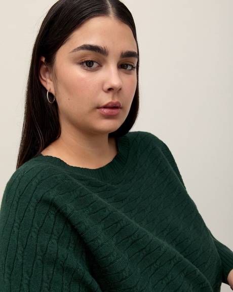 Pull en tricot à mailles torsadées avec manches longues dolman, tissu responsable