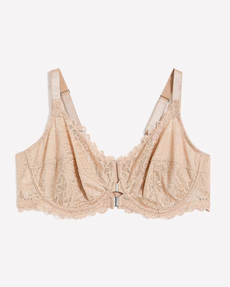 Unlined Front Closure Bra with Lace - Déesse Collection