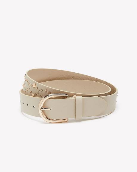 Off-White Belt with Golden Studs