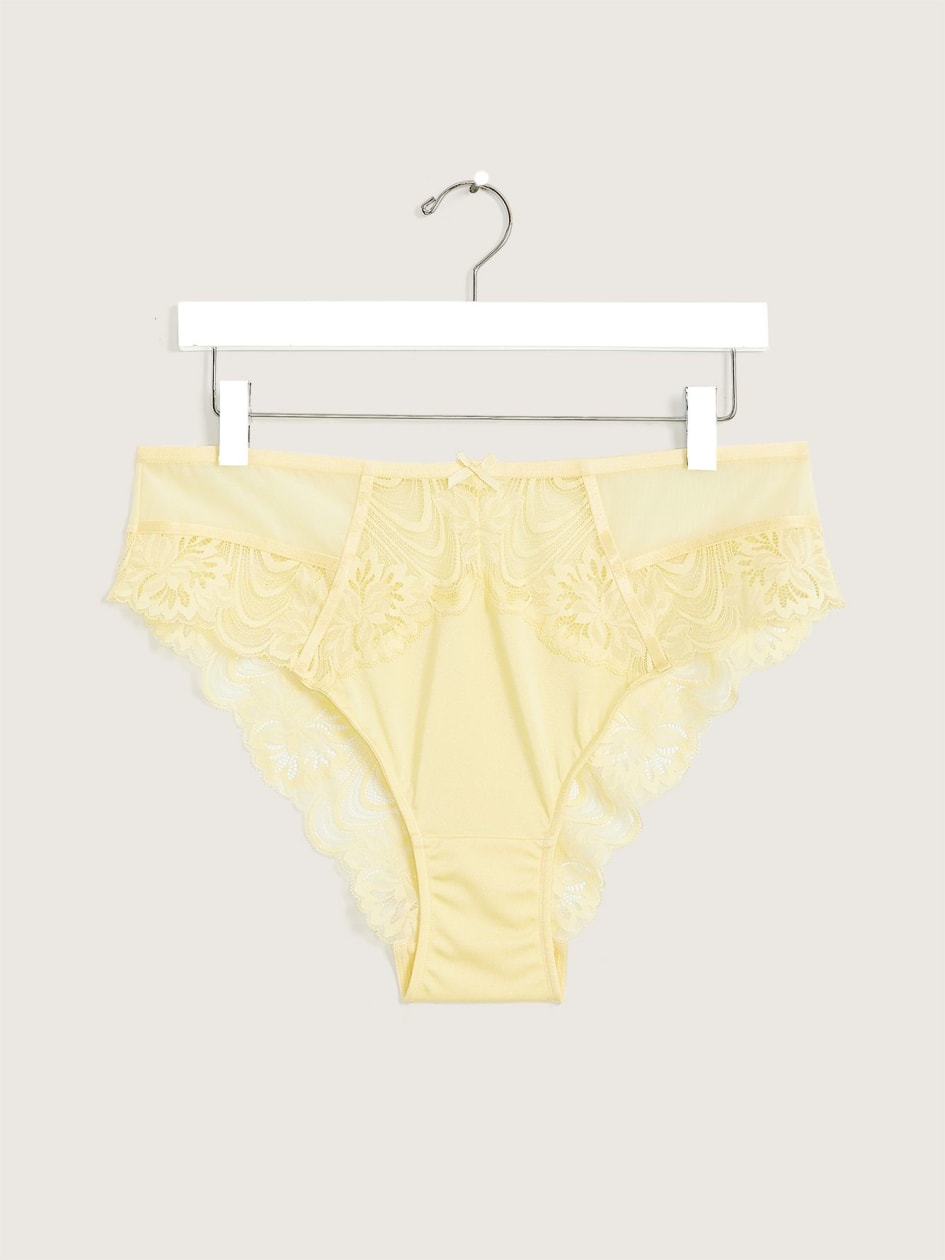Solid Lace and Mesh Cheeky Brief - Déesse Collection
