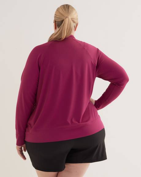 Mock-Neck Zipper Jacket with Raglan Sleeves - Active Zone