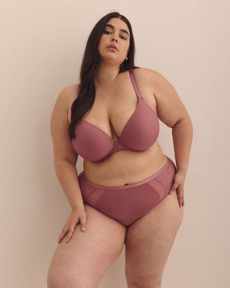 Rose Underwire Plunge Bra with Lace - Déesse Collection