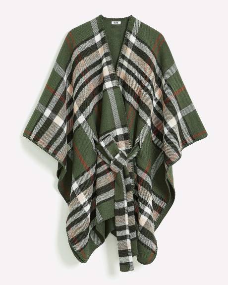 Belted Plaid Cape