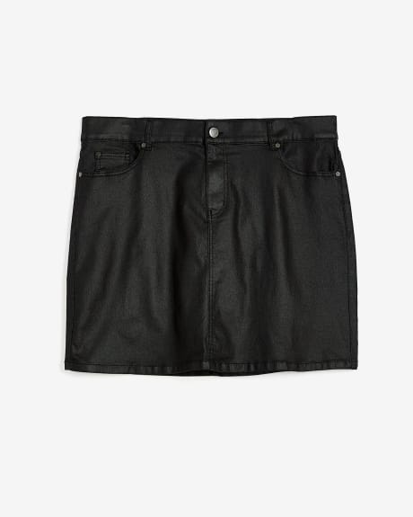 Coated Black Mini Skirt - Addition Elle