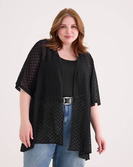 Tunique kimono unie en jacquard tissé