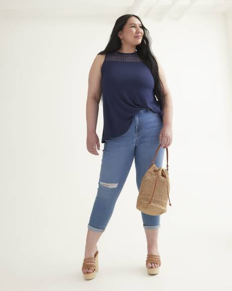Responsible, Sleeveless Knit Top with Crochet