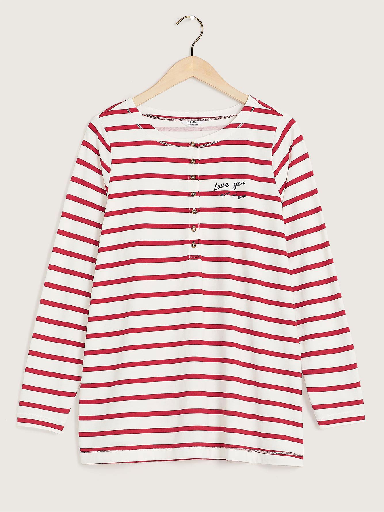 Striped Long-Sleeve Knit Top | Penningtons