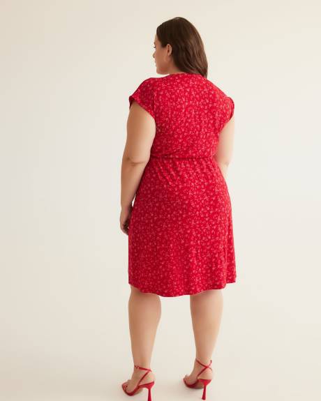 Floral Sleeveless Knit Wrap Dress