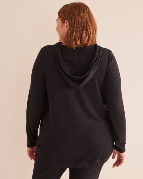 Ribbed Knit Hooded Top - Active Zone