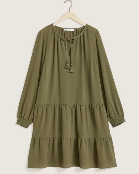Tiered Peasant Dress With Tassels - In Every Story
