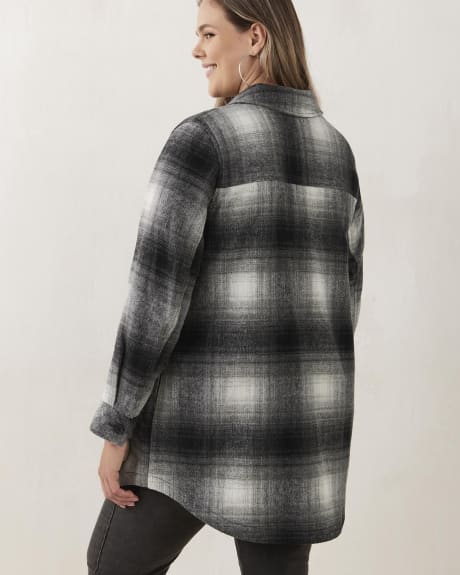 Veste-chemise en laine brossée avec poches aux coutures