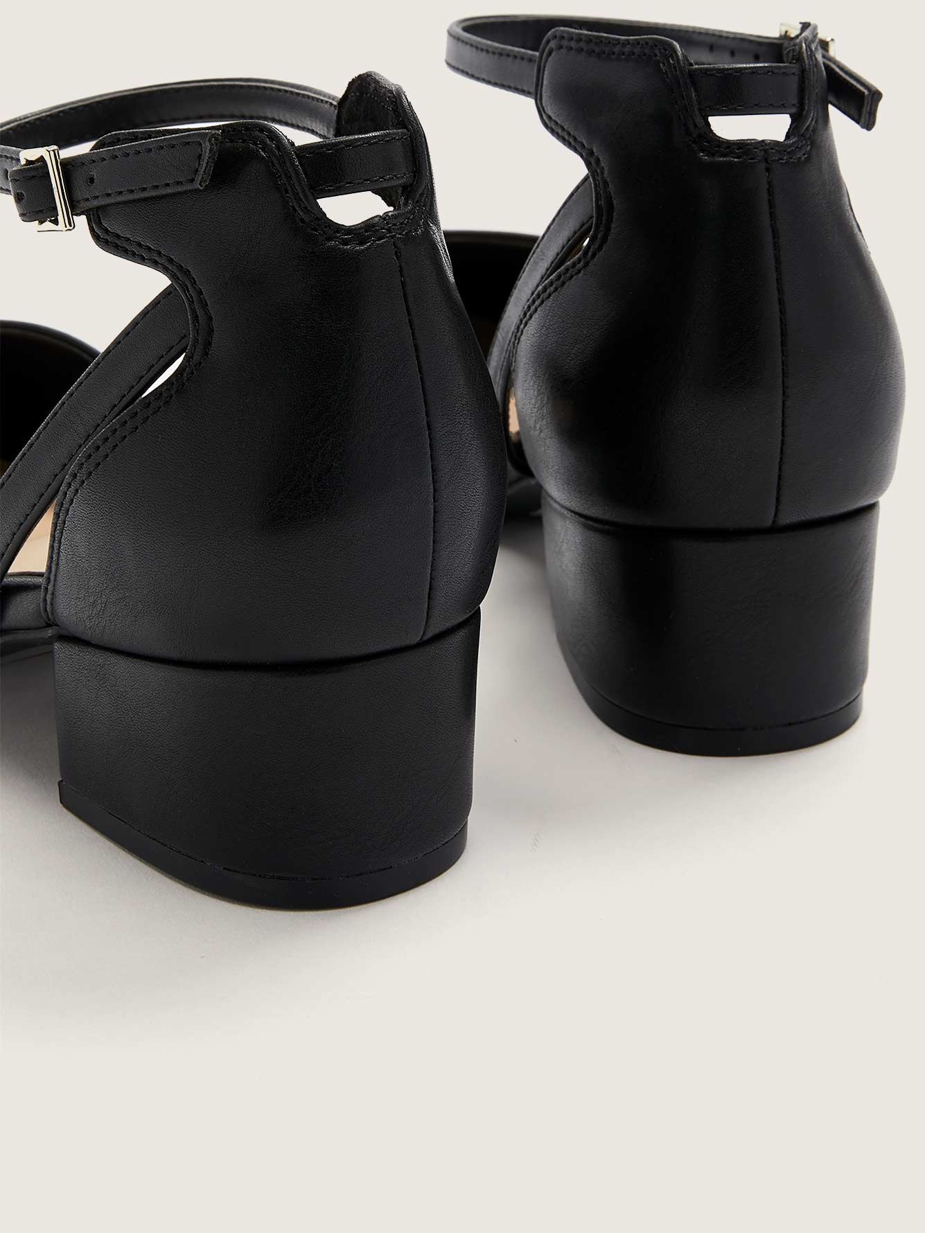 wide width black block heels