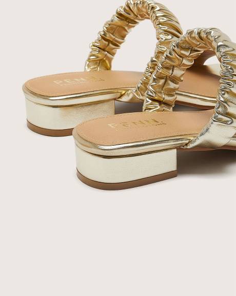 Extra Wide Width, Pleated Two-Band Slide Sandal