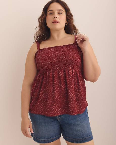 Smocking Knit Top with Large Straps