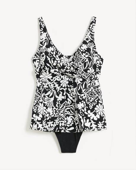 Robe-maillot imprimée à encolure en V croisée