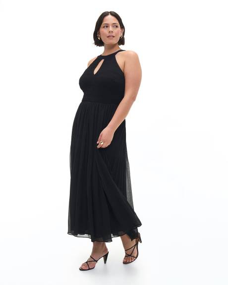 Black Textured Halter Maxi Dress - Addition Elle