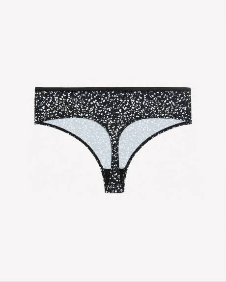 Heart-Print Thong with Shiny Elastic - ti Voglio