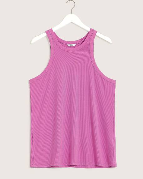 Sleeveless Rib Knit Halter Tank Top