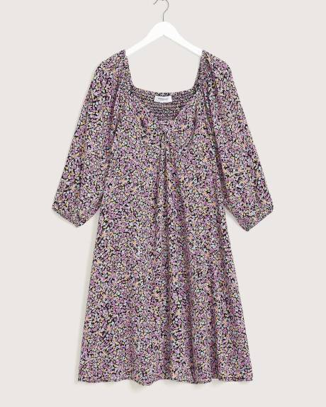 Woven Dress with 3/4 Sleeves - Addition Elle