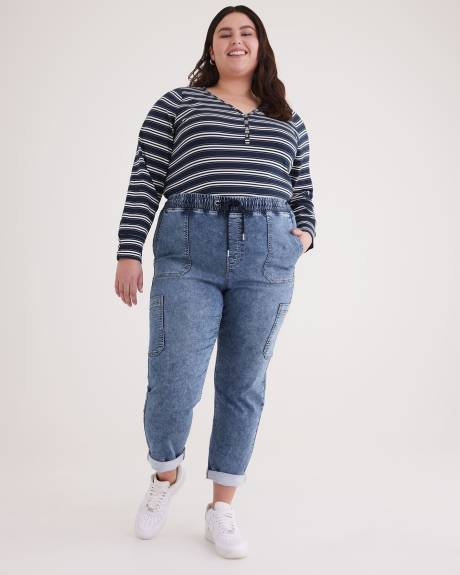 1948-Fit Stretch Denim Cargo Jogger Pants, Medium Wash - d/C JEANS