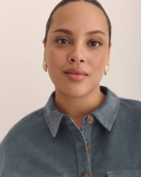 Corduroy Buttoned Down Shirt with Patch Pockets