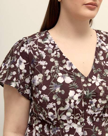 Flutter Sleeve Blouse with Front Pleats - Addition Elle