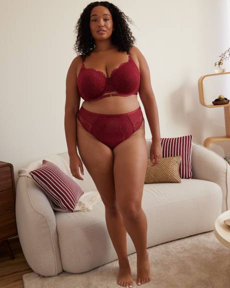 Culotte tanga sexy en satin et dentelle - Déesse Collection