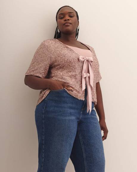 Cropped Sequins Cover-Up with Bow Opening