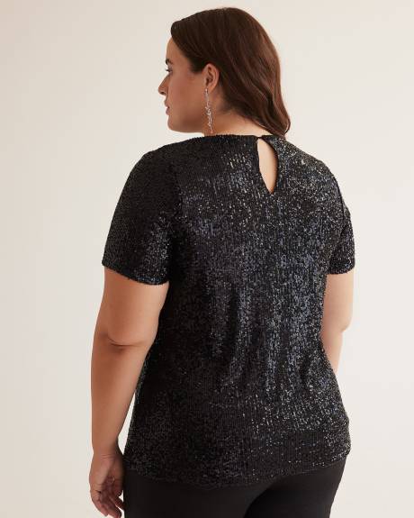 Short-Sleeve Sequins Swing Top