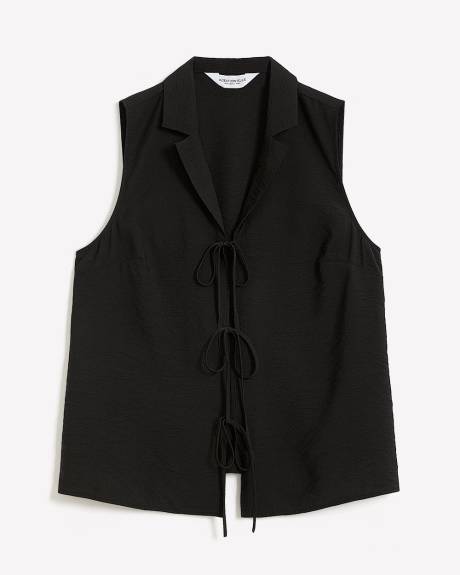 Black Sleeveless Blouse with Ties - Addition Elle