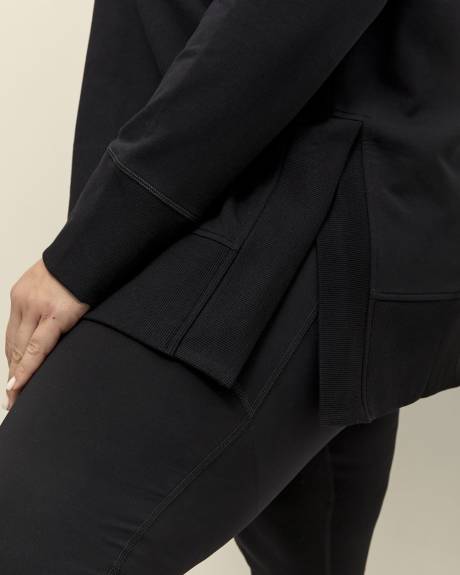 Black French Terry Tunic with High Side Slits - Active Zone