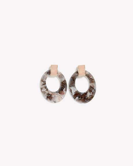 Tortoise Wide Hoop Pendant Earrings
