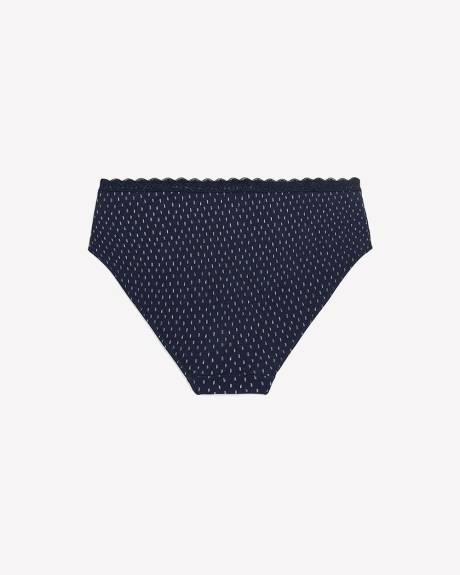 Printed Cotton High-Cut Brief with Lace Trim - ti Voglio