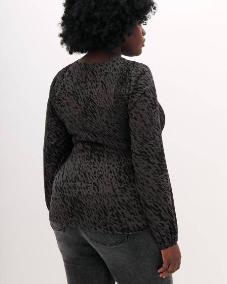 Fit and Flare Blouse with Smocking at Side - Addition Elle