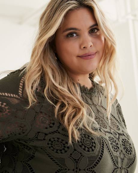 Crochet Blouse with Long Balloon Sleeves