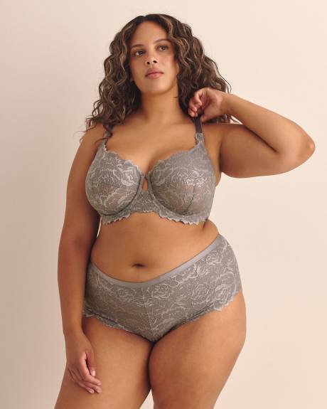 Grey Underwire Foil Lace Bra - Déesse Collection