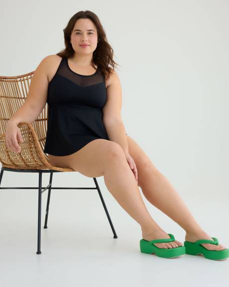 Tankini with Mesh Insert at Neckline