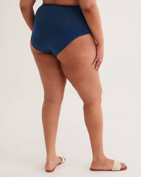 Culotte de maillot en microfibre scintillante avec côtés froncés
