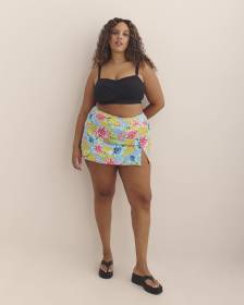 Jupe-maillot taille haute fleurie - Bleu by Rod Beattie