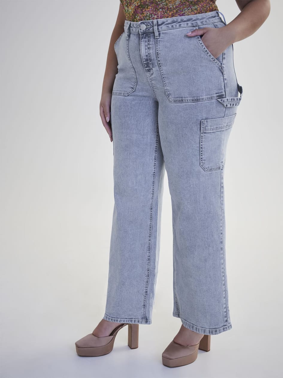 Responsible, Wide-Leg Carpenter Jeans, Light Wash - Addition Elle