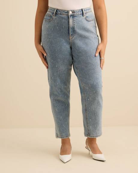 Embellished High-Rise Mom Jeans - Addition Elle