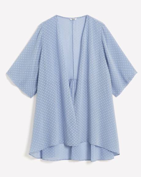 Kimono à pois texturés avec manches mi-longues
