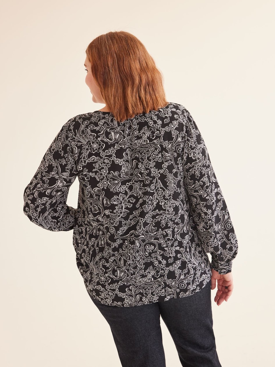 Blouse ?�vas?�e pliss?�e ?� manches longues | Penningtons