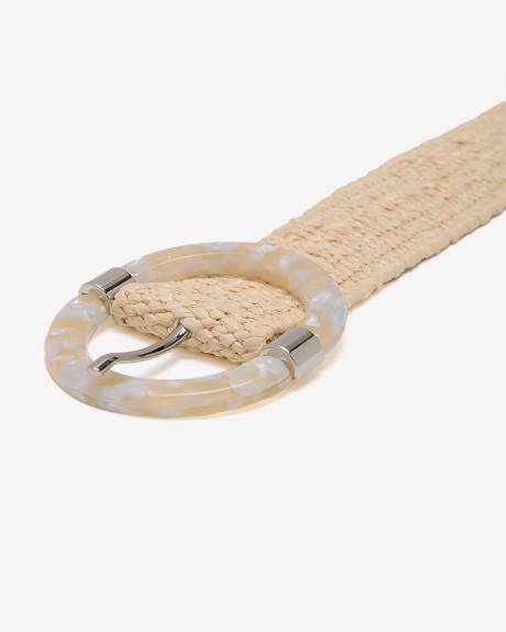 Elastic Straw Belt with Tortoise Buckle